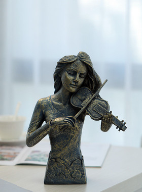 桌面萨克斯小提琴乐队人物雕塑摆件家居电视柜玄关个性欧式装饰品