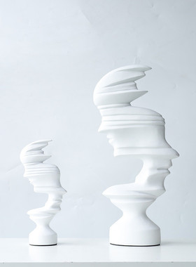 现代电视柜人物头像雕塑美术石膏雕像家居抽象酒店装饰组合摆件