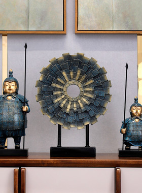 j6da新中式兵马俑办公桌空调上装饰品工摆件西安旅游文化用品角几