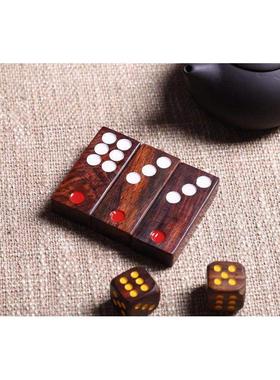 老挝大红酸枝牌九牌黑檀骨牌天九送礼木雕家用大号商务牌锦盒棋牌