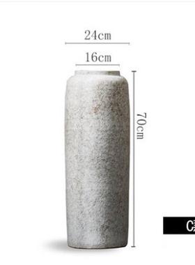 陶瓷摆件落地大花瓶插花复古中式干花粗陶客厅酒店别墅陶罐装饰品