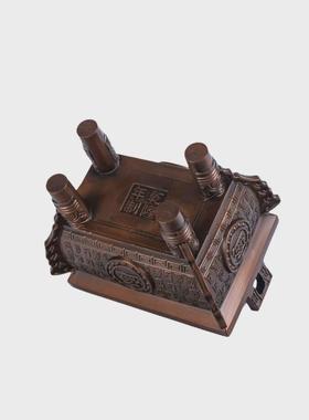 工厂直供四鼎摆件鼎盛千秋客厅办公室开业礼品黄铜方鼎工艺品摆件