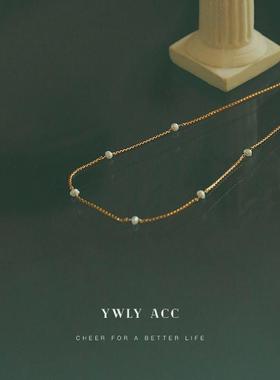 欧美天然真珍珠可调节长款间珠项链女ins小众设计感早秋新品项饰