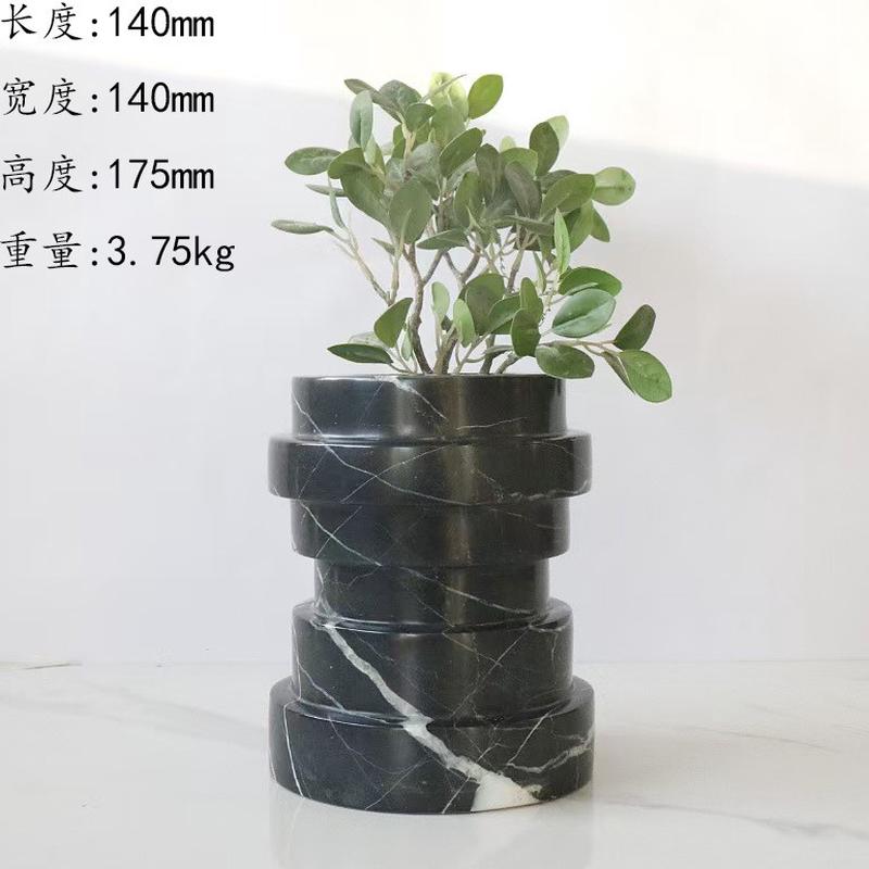 现代简约轻奢客厅大气大理石花瓶摆件高端书房茶几酒柜饰品摆件 - 图1