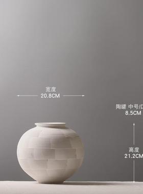 日式陶罐粉引装饰品摆件民宿创意造景插花罐子手作陶泥花瓶摆件