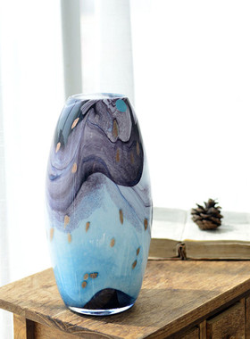 中式流纹银河花瓶家居餐厅水培花瓶手工花瓶琉璃客厅装饰摆件