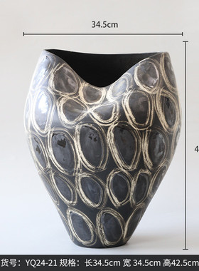 bestwest法式花瓶景德镇陶瓷摆件干花插花落地复古中式陶罐艺术