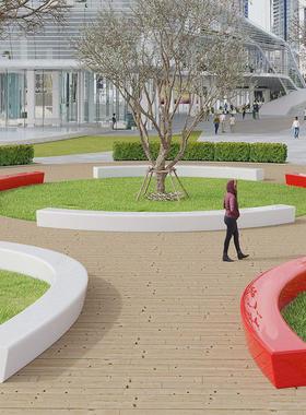 玻璃钢树池座椅户外休闲花坛异形坐凳定制公园林景观广商场种植池