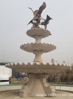 石雕喷泉流水石材喷泉喷泉锈石黄欧式水钵园林景观喷泉雕塑摆件