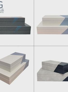 热销菱角首饰盒样板房间家居玄关装饰盒新中式拼接软装皮质收纳盒