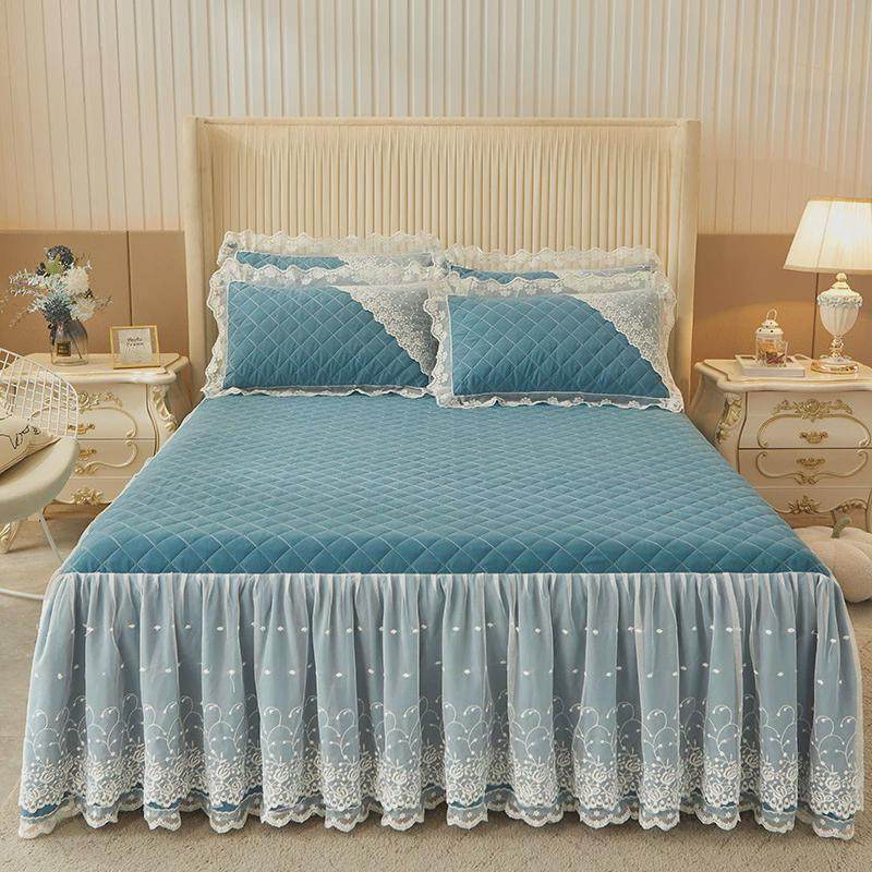 四季亲肤磨毛蕾丝床裙单件加厚夹棉床罩四件套床垫保护套床上用品,淘宝优惠券,粉丝福利购,淘宝优惠卷