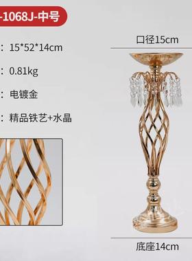 新款金色花器电镀花瓶铁艺水晶路引麻花酒店大堂布置装饰摆件花瓶