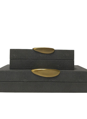 轻奢首饰收纳盒高端木质pu皮样板间卧室软装售楼处设计搭配装饰品