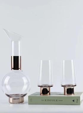 北欧创意水晶玻璃醒酒器醒酒器套装酒柜吧台样板间酒具摆件摆件