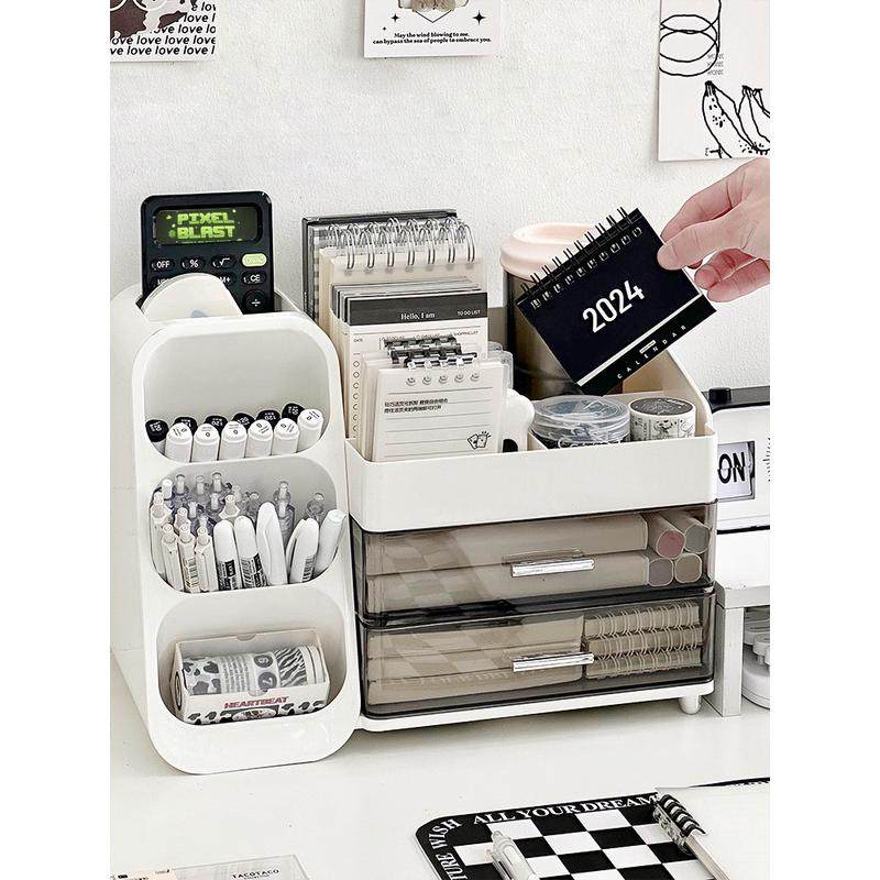桌面收纳盒抽屉式学生办公室书桌文具大容量置物架多功能斜插笔筒,淘宝优惠券,粉丝福利购,淘宝优惠卷