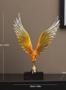 酒柜装饰品摆件轻奢高档客厅电视柜家居水晶办公室工艺品大鹏展翅