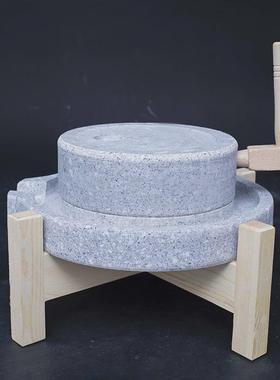 石磨家用小型天然麻石老式磨石小石复古磨盘茶盘耐磨豆浆机豆腐