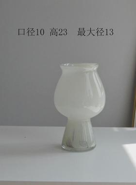 手工高脚玻璃简约奶玉色插花家居花瓶摆件礼品餐桌花瓶
