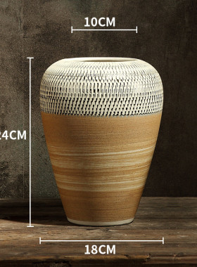 客厅桌面花瓶复古别墅酒店现代简约玄关陶瓷居家陶罐花盆装饰大号