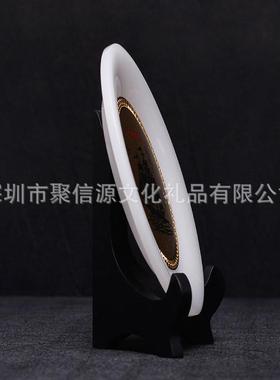 一帆风顺帆船摆件琉璃老板办公桌圆盘送玉摆件商务礼品定制