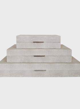 新中式现代家居摆件皮革创意装饰盒酒店样板间衣帽间软装首饰盒子