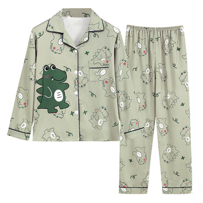 儿童睡衣男宝宝春秋长袖纯棉薄款男孩卡通可爱恐龙家居服开衫套装,淘宝优惠券,粉丝福利购,淘宝优惠卷