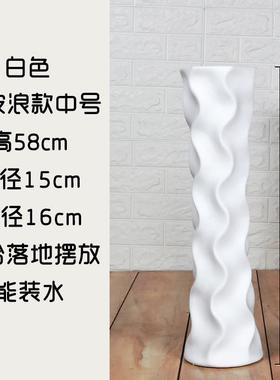 简约陶瓷大花瓶现代白色时尚创意绢花客厅摆件欧式干花落地花器