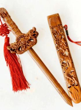 厂家供应木质桃木剑挂件家居摆件桃木剑工艺品多款可混批