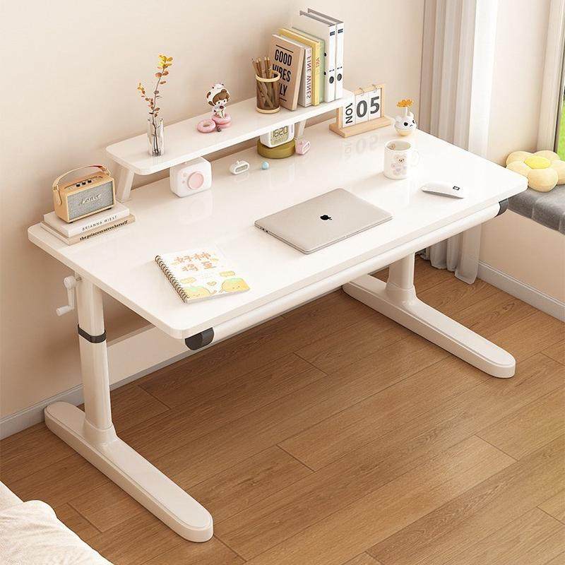 儿童学习桌白色可升降写字桌用办公电脑书桌升级塑料底脚更稳固,淘宝优惠券,粉丝福利购,淘宝优惠卷