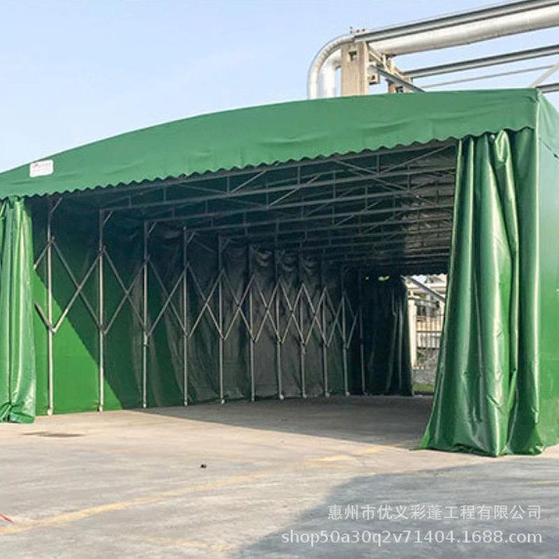 棚户外移动活动雨篷大型仓库推拉棚伸缩折叠遮阳棚篮球场河源 - 图1