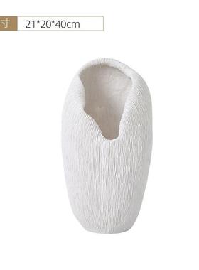 现代极简创意树脂珊瑚纹家居花瓶北欧样板房酒店客厅插花饰品摆件