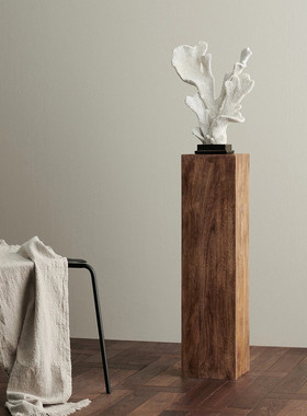 侘寂风复古方形实木墩子花架底座原木树桩样板间茶室玄关落地摆件