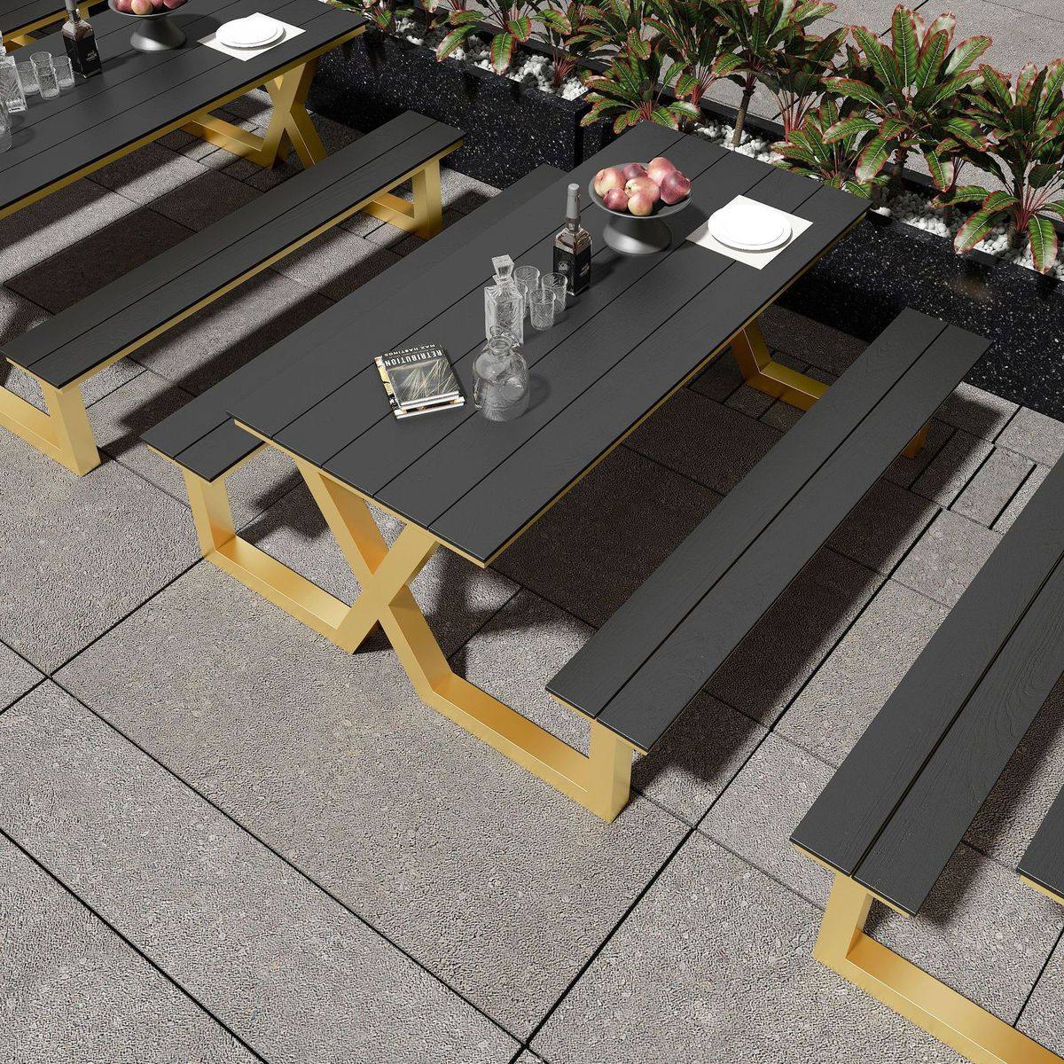 现代户外连体公园桌椅组合简约庭院坐椅室外露天长凳广场户外桌椅,淘宝优惠券,粉丝福利购,淘宝优惠卷