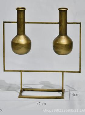 欧式金色装饰花瓶道具花器婚庆摆件金属铁艺花盆