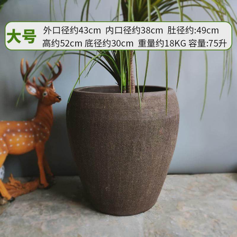 特大口径黑陶紫砂粗陶花盆户外庭院素烧陶瓷陶罐阳台鱼缸养鱼摆件 - 图0