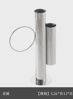 样板间现代轻奢客厅金属创意试管花器软装样板房电镀餐桌干花花瓶