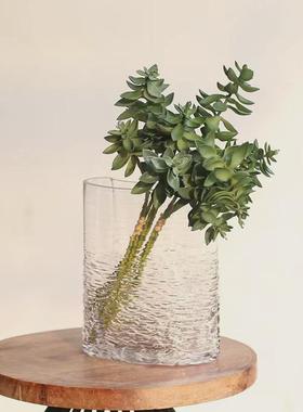 弧形酒店波纹玻璃花瓶透明样板间客厅家居设计师软装饰品批发