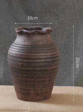 新中式花盆复古花瓶陶土粗陶陶罐水培花器手工客厅简约禅意装饰