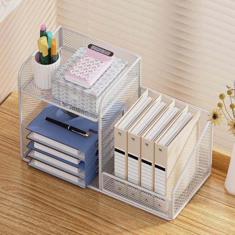 桌面文具收纳盒多层大容量书架书桌上学习用品储物整理杂物办公室,淘宝优惠券,粉丝福利购,淘宝优惠卷