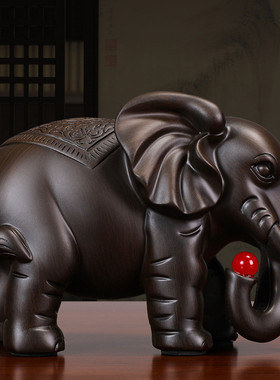 中式吉祥纳福大象摆件一对客厅酒柜办公室装饰品摆件开业礼品