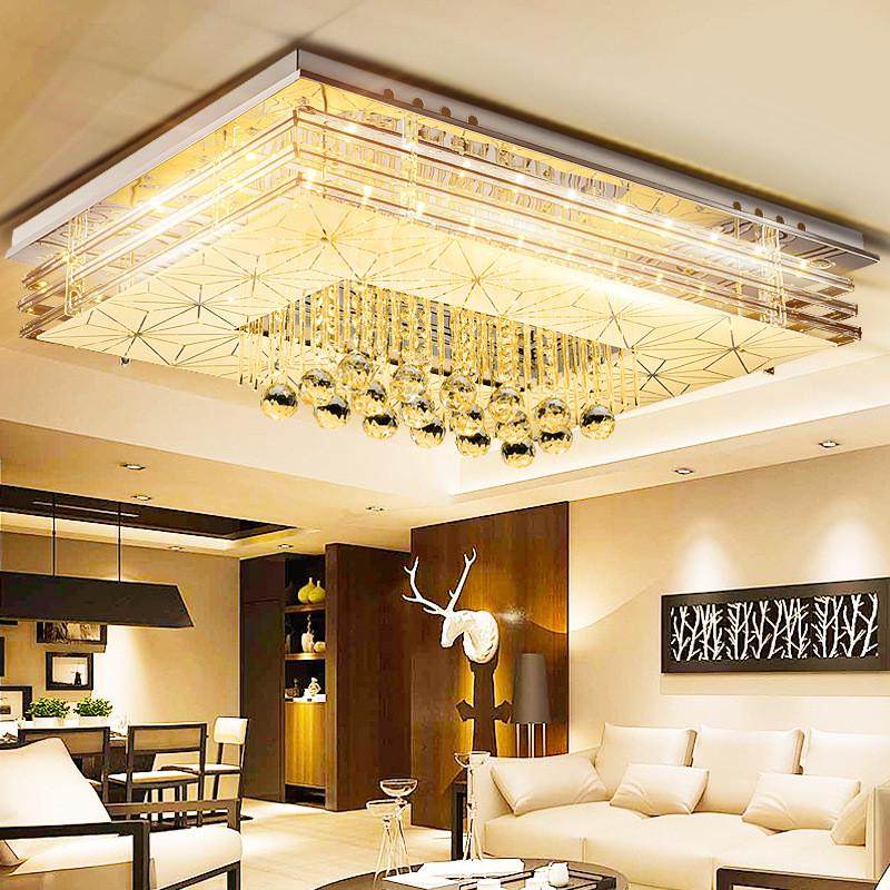 客厅灯长方形水晶灯led吸顶灯温馨简约大厅新款遥控卧室餐厅灯具,淘宝优惠券,粉丝福利购,淘宝优惠卷