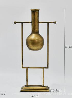 欧式金色花盆花瓶婚庆花器道具摆件金属铁艺装饰