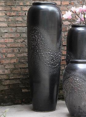 陶罐大花瓶粗陶花盆摆件别墅墅庭院绿植室内外景观软装饰落地花