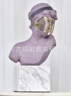 玄关摆件现代简约样板房客厅电视柜蒙面维纳斯人像艺术工艺品雕塑