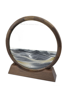 厂家直销实木可旋转创意流动沙画摆件胡桃木