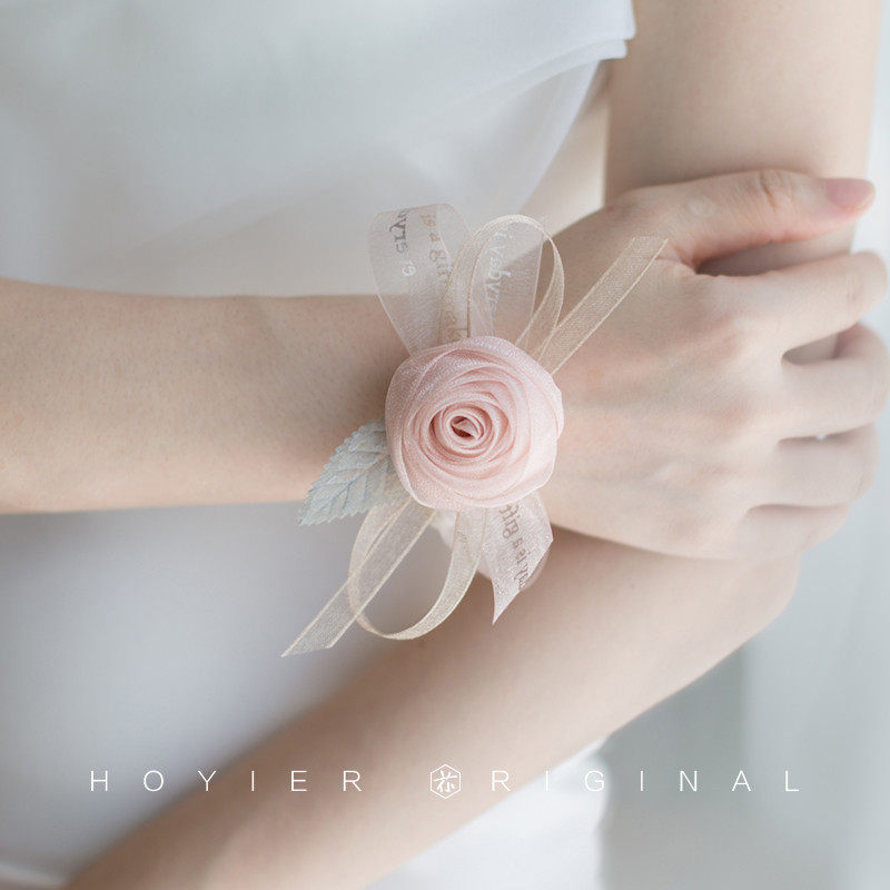 花亦秋季新款结婚韩式新娘粉色手腕花珍珠手链伴娘手环新郎胸针,淘宝优惠券,粉丝福利购,淘宝优惠卷