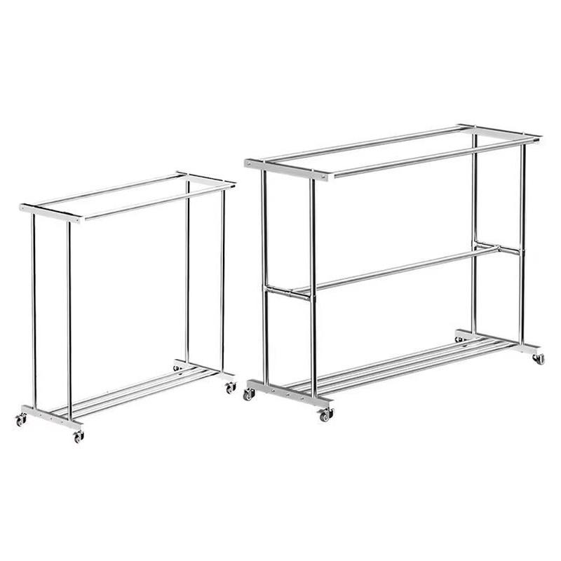 移动不锈钢落地晾衣架双杆加厚服装展示架收纳架阳台庭院晒衣架 - 图3