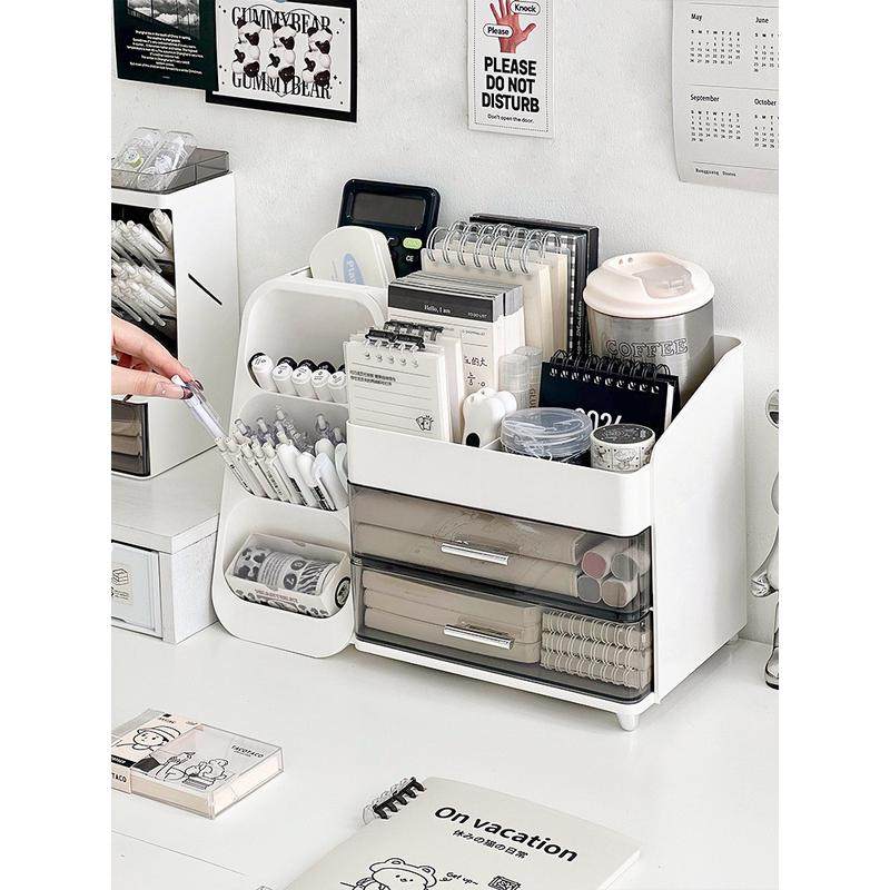 桌面收纳盒抽屉式学生办公室书桌文具大容量置物架多功能斜插笔筒,淘宝优惠券,粉丝福利购,淘宝优惠卷
