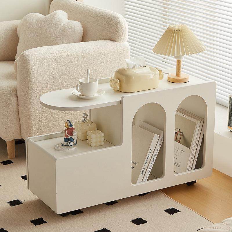 奶油风沙发边柜侧边柜边几客厅大型落地摆件可移动小茶几收纳推车,淘宝优惠券,粉丝福利购,淘宝优惠卷