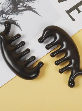 健美创研黑檀木按摩梳脸部疏通按摩绿檀木男女头部经络海豚头疗用